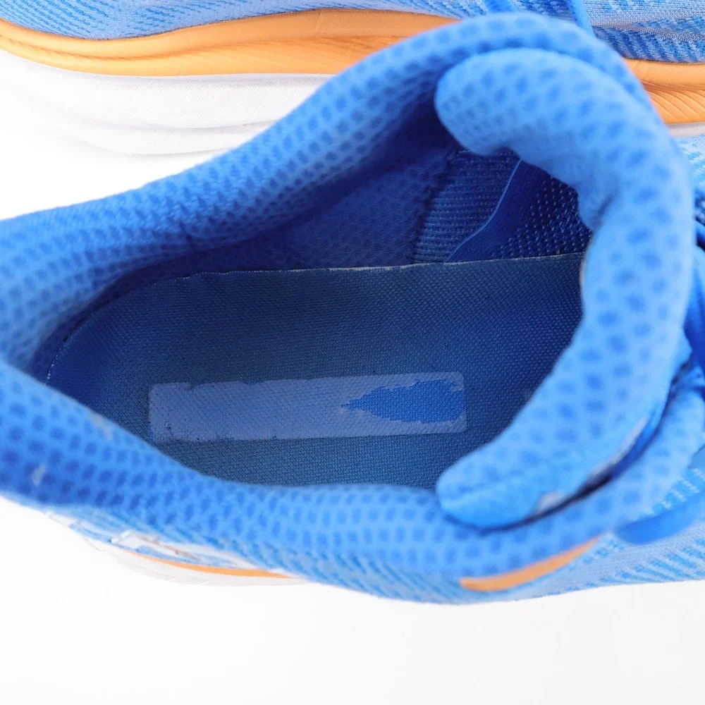 Hoka Clifton 9 Wide Running Shoes Blue Orange Mens 12.5 2E